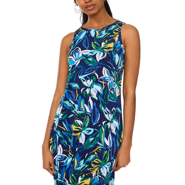 Womens MSK Sleeveless Floral Leaf Keyhole Back Midi Dress