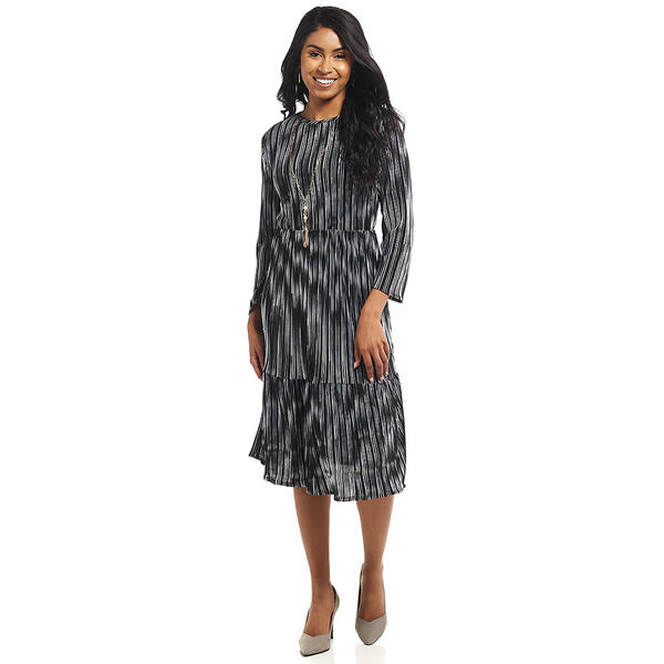 Womens Tiffany & Grey Pleated Tier Dress with Necklace - image 