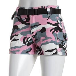 Juniors Almost Famous(tm) Belted Camo Utility Shorts