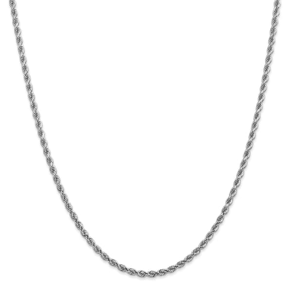 Unisex Gold Classics&#40;tm&#41; 2.75mm. 14k White Diamond Cut Rope Necklace - image 