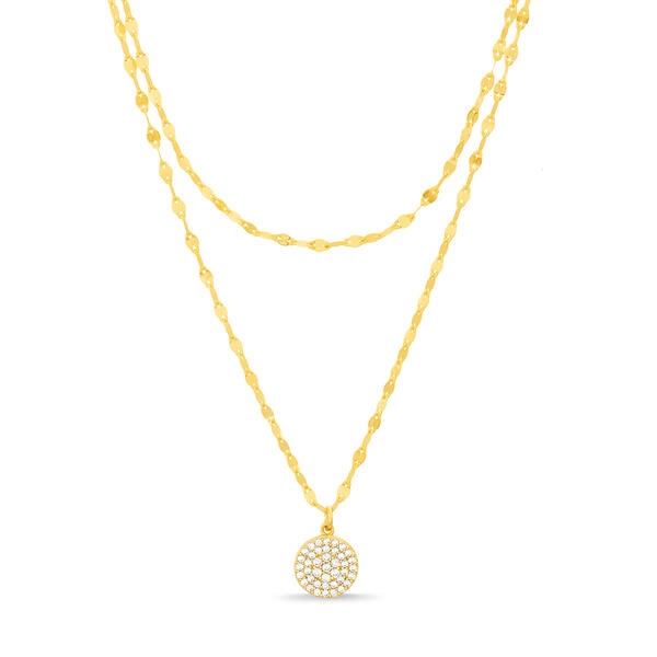 Creed Brass Gold Pave Cubic Zirconia Double Layer Necklace - image 