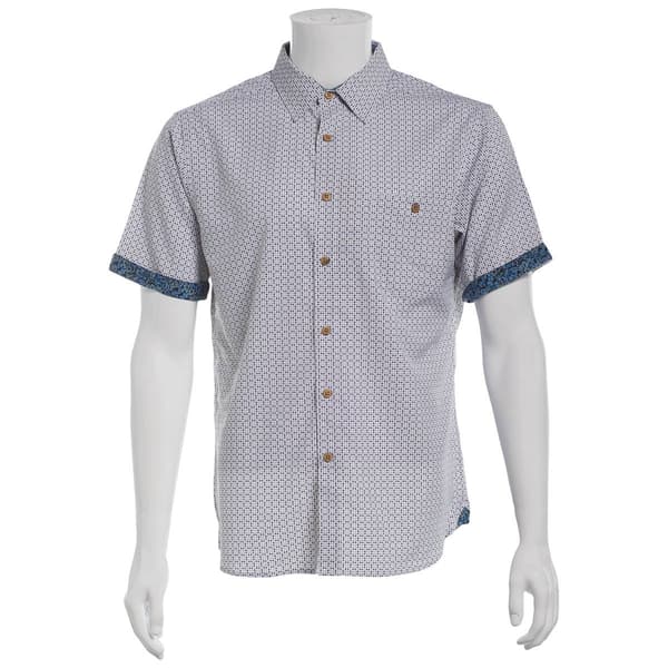 Mens Campia Short Sleeve Poly Spandex Button Down Shirt - White - image 