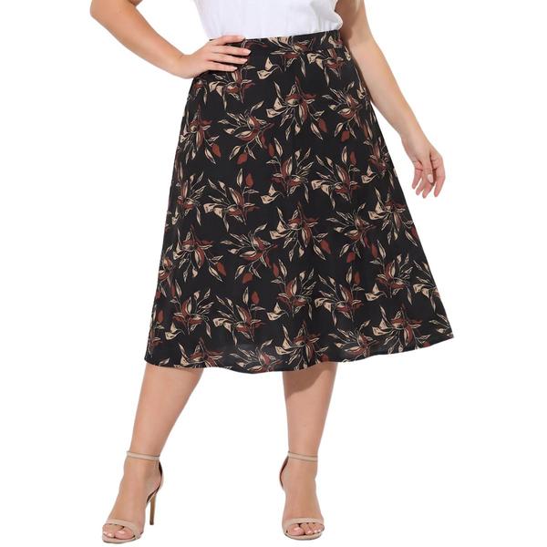 Plus Size NY Collection Pull On Hacchi Skirt Floral - image 