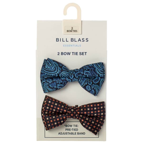 Mens Bill Blass Essentials 2pk. Bowties - Aqua/Orange - image 