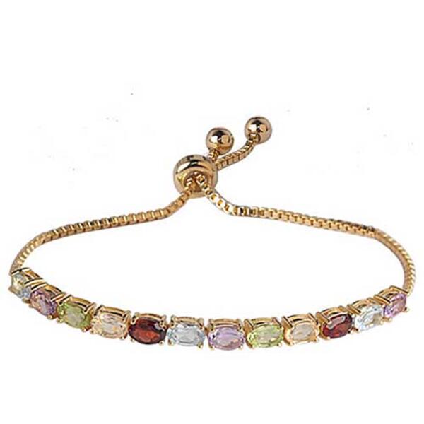 Gianni Argento Gold & Multi-Color Gemstone Adjustable Bracelet - image 