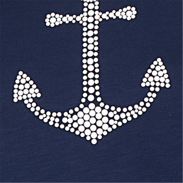 Petite Alfred Dunner Port Side 3/4 Sleeve Pearl Anchor Blouse