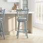 HH2 Home Fairfox Blue Wood Bar Height Swivel Stool - image 7