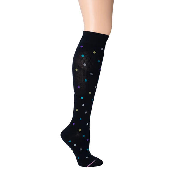 Womens Dr. Motion Compression Dancing Dot Knee High Socks