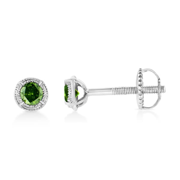 Radiant Rainbow&#8482; 1/3ctw. Green Diamond Stud Earrings