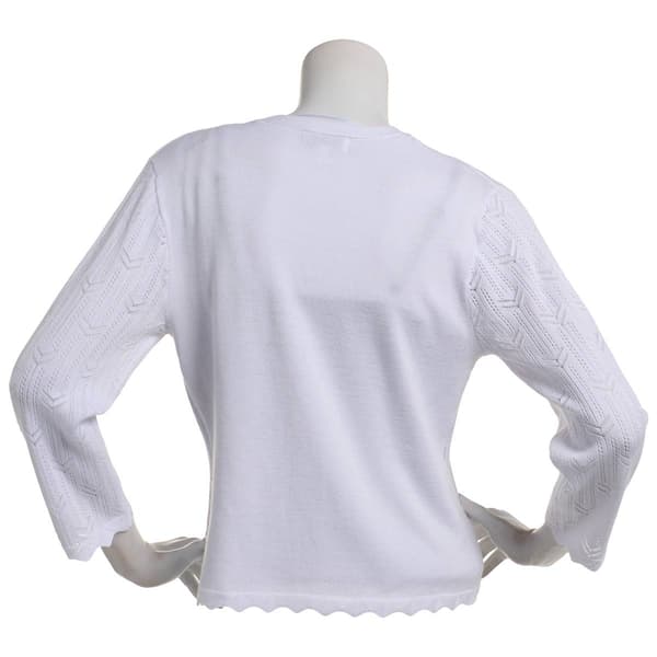 Womens Robbie Bee 3/4 Sleeve Pointelle Bolero Shrug