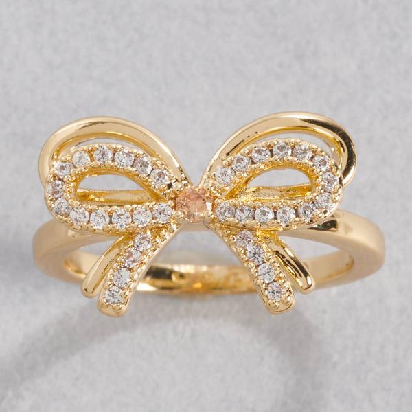 Ashley Cooper(tm) Gold-Tone Bow Ring w/ Champagne Stone & CZ - image 