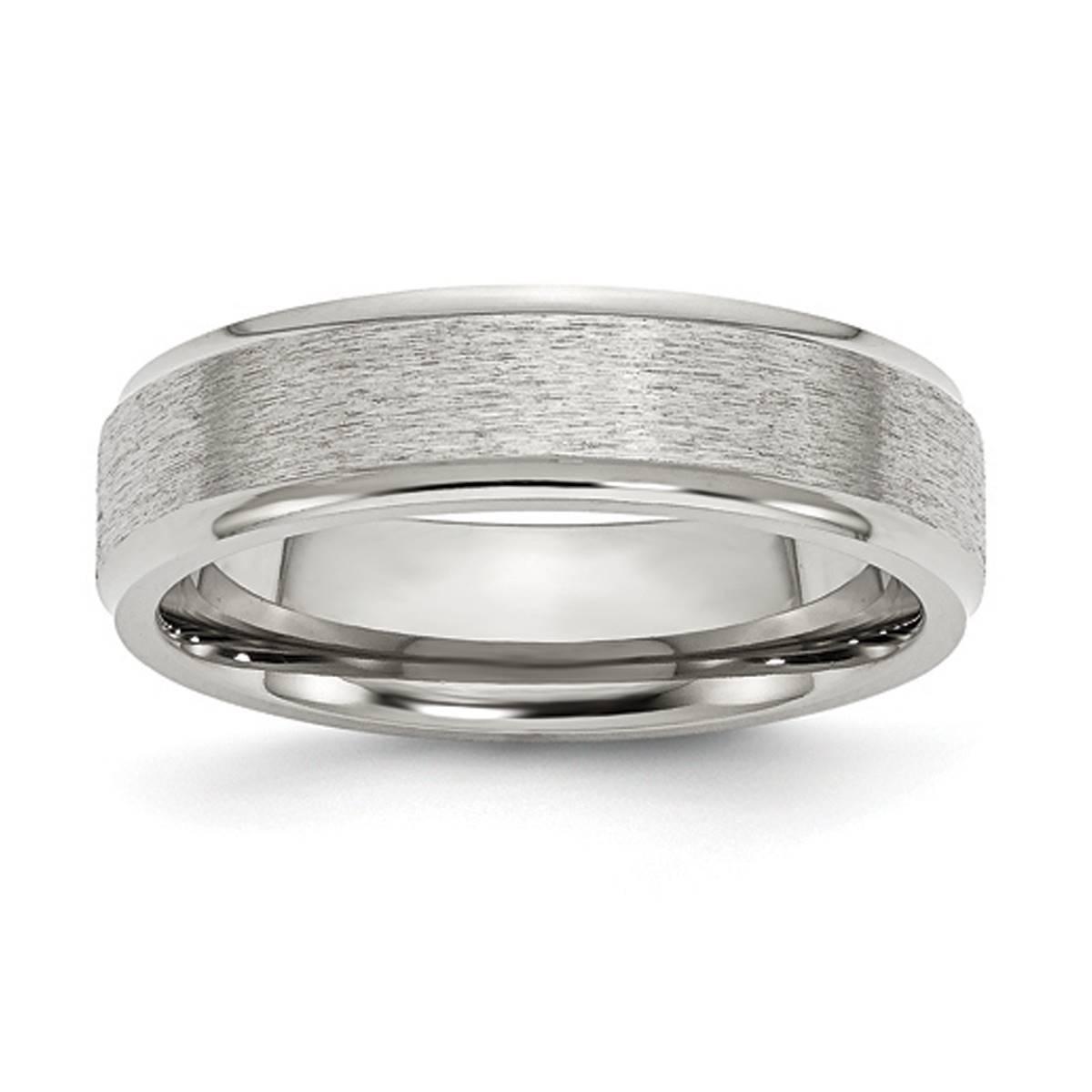 Mens Gentlemen's Classics(tm) Ridged Edge Satin Polished Band