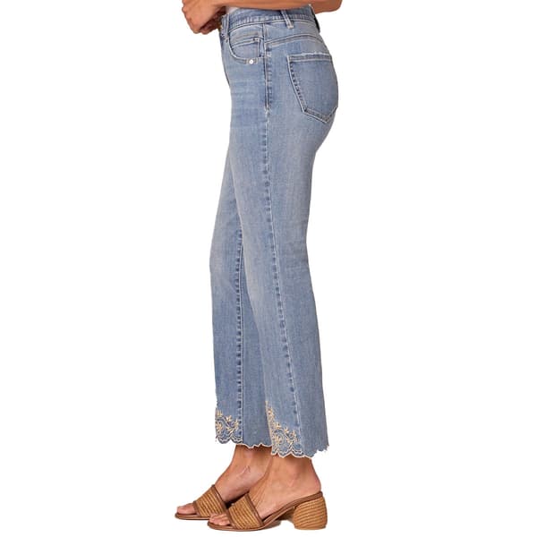 Petite Democracy "Ab"solution&#174; Flare Embroidered Hem Jeans
