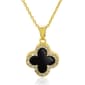 Gold Plated Black Clover Spinner Pendant Necklace - image 2