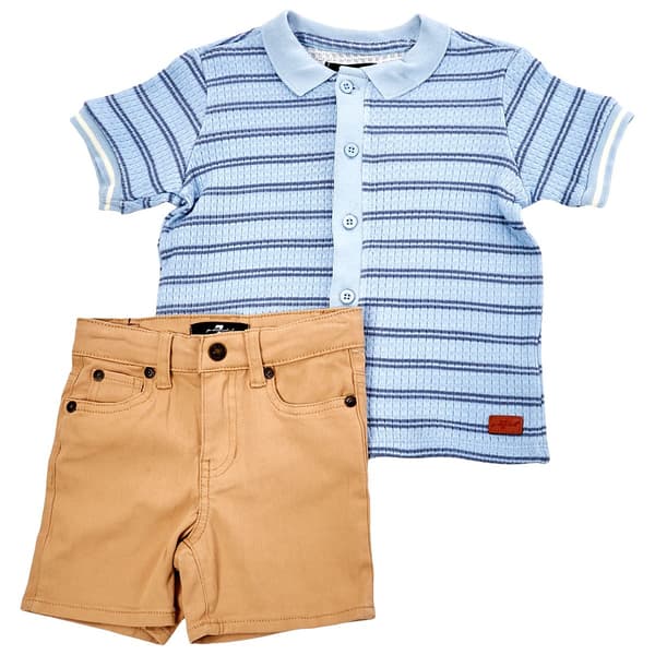 Toddler Boy 7 For All Mankind(R) Button Up Shirt & Shorts Set - image 