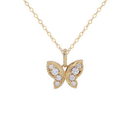 10kt. Yellow Gold Cubic Zirconia Butterfly Pendant Necklace
