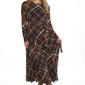 Womens Sandra Darren Long Sleeve Tie Waist Plaid Mesh Dress - image 3
