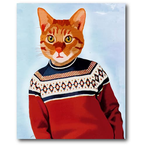 Courtside Market Cat in Ski Sweater Wall Art - image 
