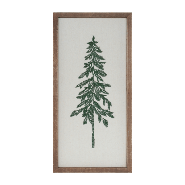 Melrose Embroidered Pine Tree Framed Wall Art - Set of 2