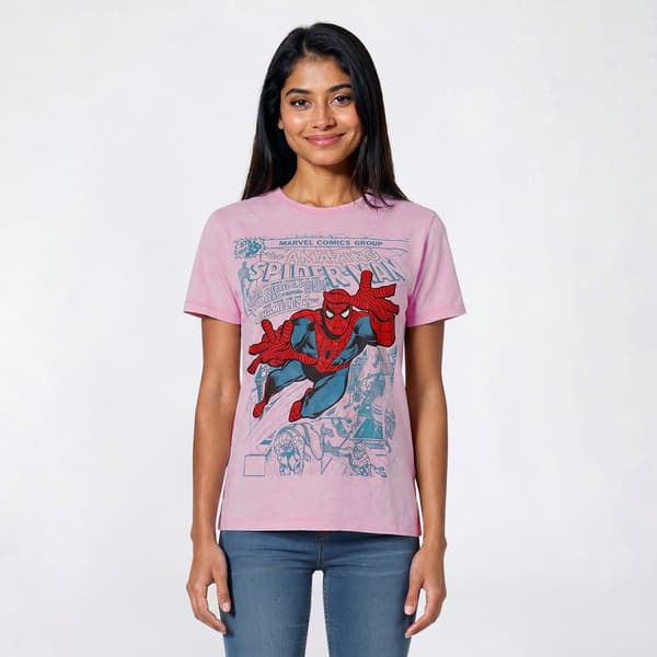 Juniors C-Life Mineral Wash Spiderman Comic Boyfriend Tee - image 