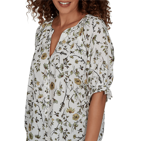 Petite Emaline La Vita Costiera Elbow Sleeve Floral Blouse