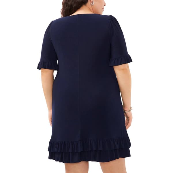 Plus Size MSK Ruffle Sleeve Flounce Hem Dress