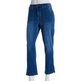 Womens Bleu Denim Denim Jean w/Ankle Side Slit & Pockets