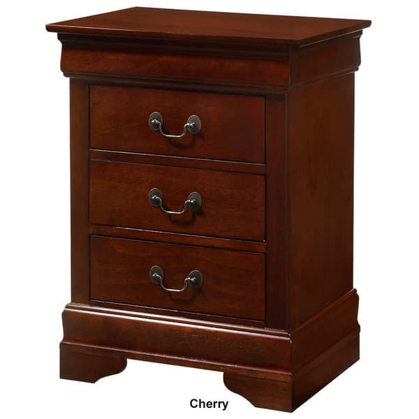 Passion Furniture Louis Philippe 3-Drawer Nightstand