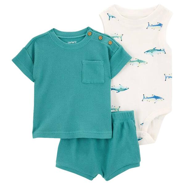 Baby Boy &#40;3-24M&#41; Carter''s&#40;R&#41; 3pc. Shark Bodysuit & Waffle Top Set - image 