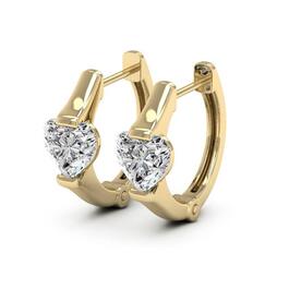 Moluxi&#40;tm&#41; 14kt. Gold 1ctw. Heart Moissanite Hoop Earrings