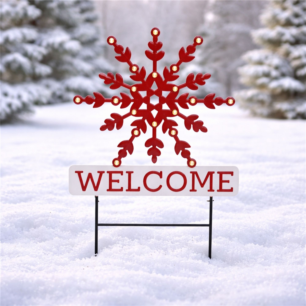 Melrose LED Snowflake Welcome Planter Stake