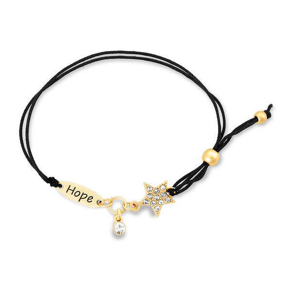 Gold-Tone Plated Pave Crystal Star Adjustable Bracelet - image 