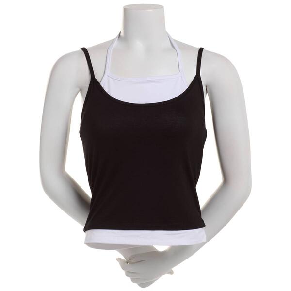 Juniors No Comment 2 Fer Halter Tank Top - image 