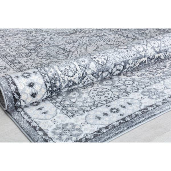 Rugs America&#8482; Hailey Ice Cube Silver Abstract Vintage Area Rug