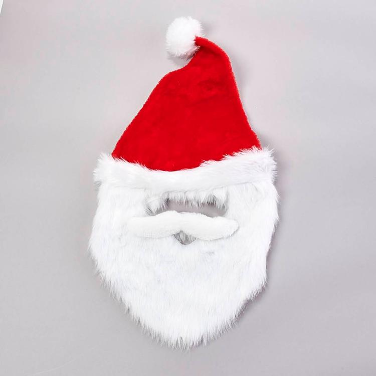 Santa Hat w/ Attached White Beard