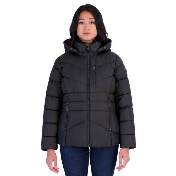 Womens Calvin Klein Puffer Coat with Faux Fur Lined Hood - image 