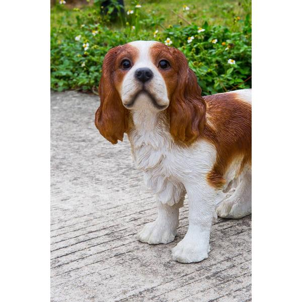 Hi-Line Gift Brown & White King Charles Spaniel Garden Statue
