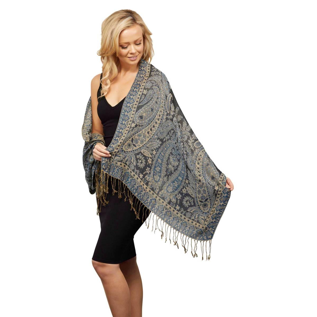 Womens Jacquard Paisley Pashmina