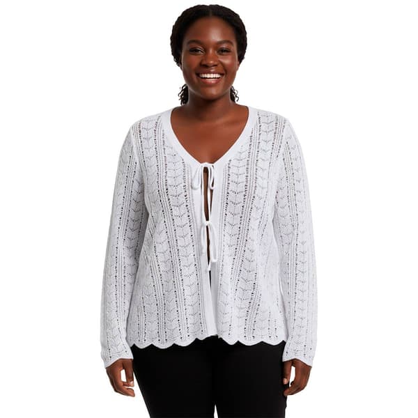 Plus Size Architect(R) Long Sleeve Tie Front Crochet Cardigan - image 
