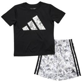 Boys &#40;4-7&#41; adidas&#40;R&#41; Short Sleeve Camo Logo Top & Shorts Set