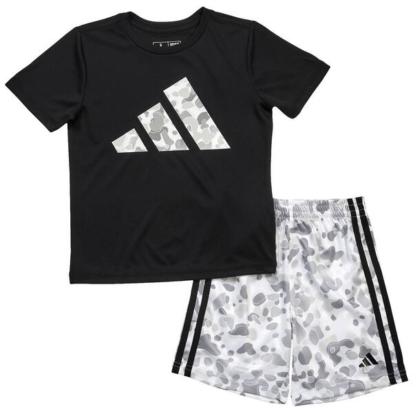 Boys &#40;4-7&#41; adidas&#40;R&#41; Short Sleeve Camo Logo Top & Shorts Set - image 