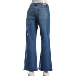 Juniors No Comment Mid Rise Wide Leg Chain Embroidered Jeans
