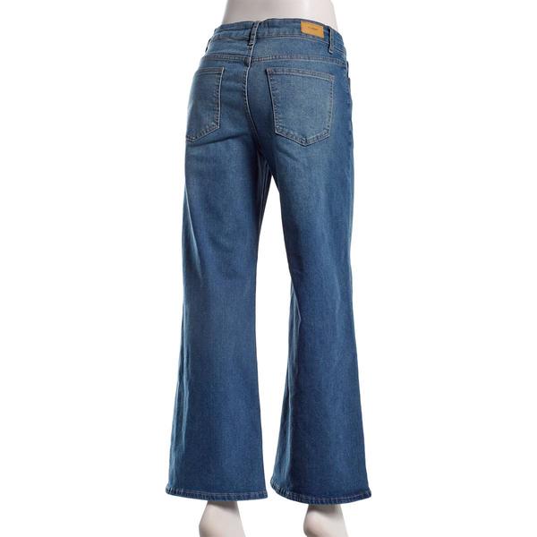 Juniors No Comment Mid Rise Wide Leg Chain Embroidered Jeans