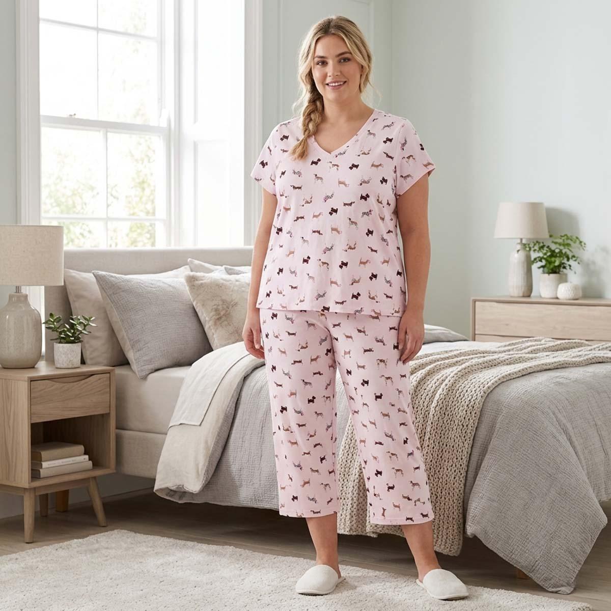 Plus Size Laura Ashley(R) Spring Dogs & Long Leg Pajama Set