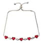 Silver Plated & Lab Created Ruby Heart Adjustable Bracelet - image 1