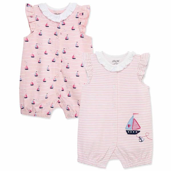 Baby Girl (3-12M) Little Me 2Pk Sailboat Print Rompers