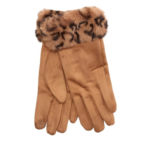 Womens Nanette Lepore Faux Fur Leopard Animal Cuff Gloves - image 
