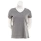 Plus Size HUE(R) Solid V-Neck Pajama Tee - Grey - image 1