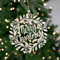 Northlight 8in. Natural "Merry Christmas" Wooden Wreath Ornament - image 2