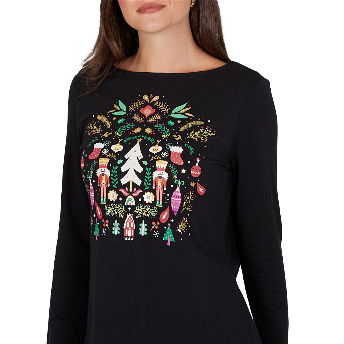Womens Ruby Rd. Happy Holidays Nutcracker Scenic Tee